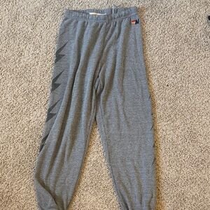 Aviator Nation Gray Track Pants with Black Zigzag